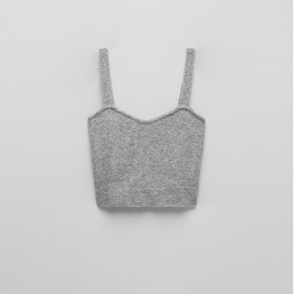 Zara Tops - Zara Cropped Knit Tank Top in Gray